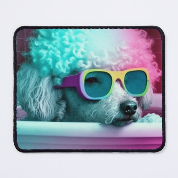 Item preview, Funny cool puppy, dog, poodle, in bathtub with goggles and foam designed and sold by Alegria Azul .