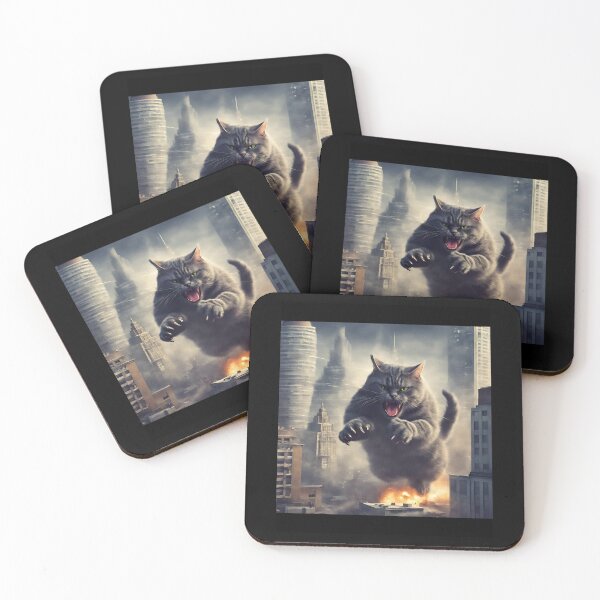 Item preview, Catzilla Leaping Over The City Color Illustration Design designed and sold by EarthArtDesigns.