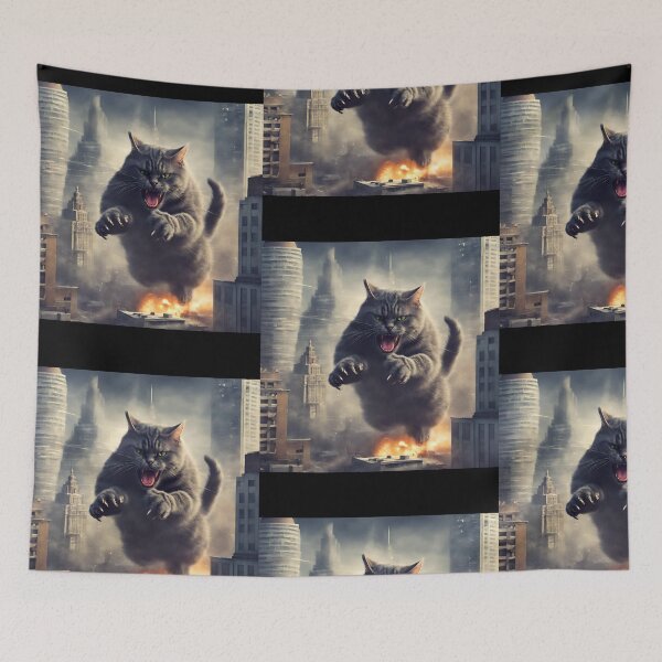 Item preview, Catzilla Leaping Over The City Color Illustration Design designed and sold by EarthArtDesigns.