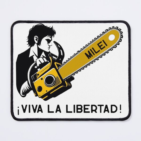 Item preview, Javier Milei chainsaw profile, Viva la Libertad! designed and sold by SilverFrog.