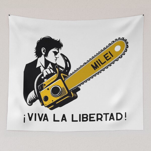 Item preview, Javier Milei chainsaw profile, Viva la Libertad! designed and sold by SilverFrog.