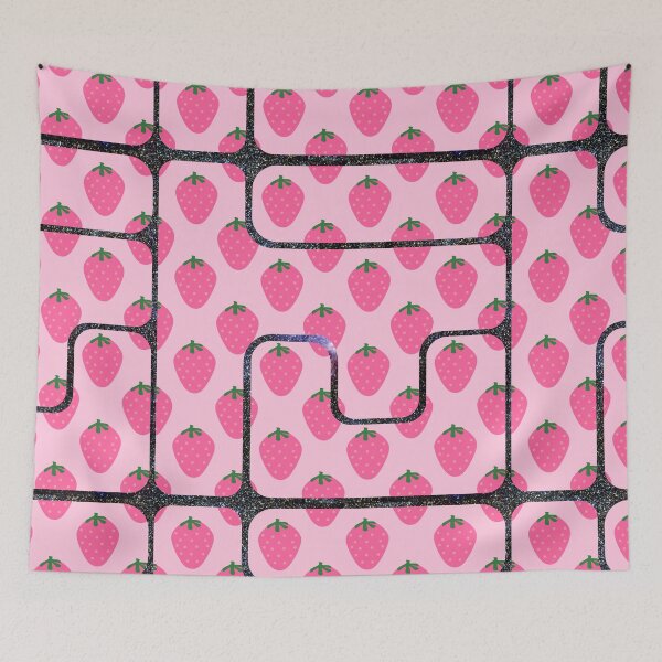 Item preview, Pink and grey aesthetic strawberry glitter  designed and sold by CandyVenom.