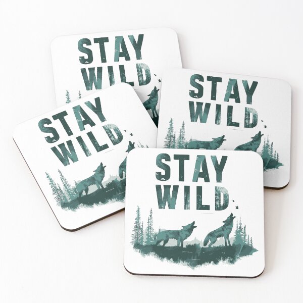 Item preview, Stay Wild Wolves in Green Forest Double Exposure Adventure in the Outdoors designed and sold by meganohm.