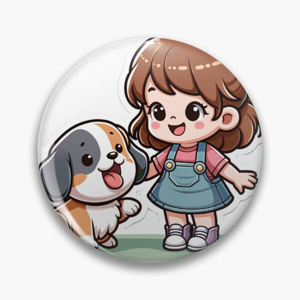 Item preview, Joyful Girl & Dog Nursery Art Die -Cut Sticker designed and sold by mymagicstoreus.