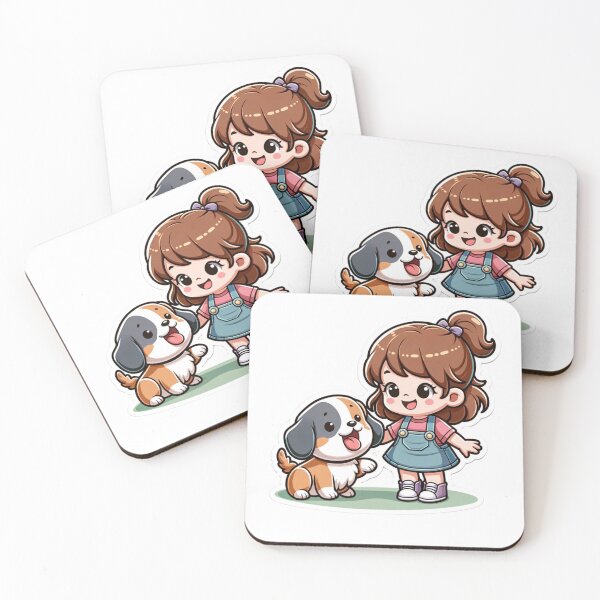 Item preview, Joyful Girl & Dog Nursery Art Die -Cut Sticker designed and sold by mymagicstoreus.