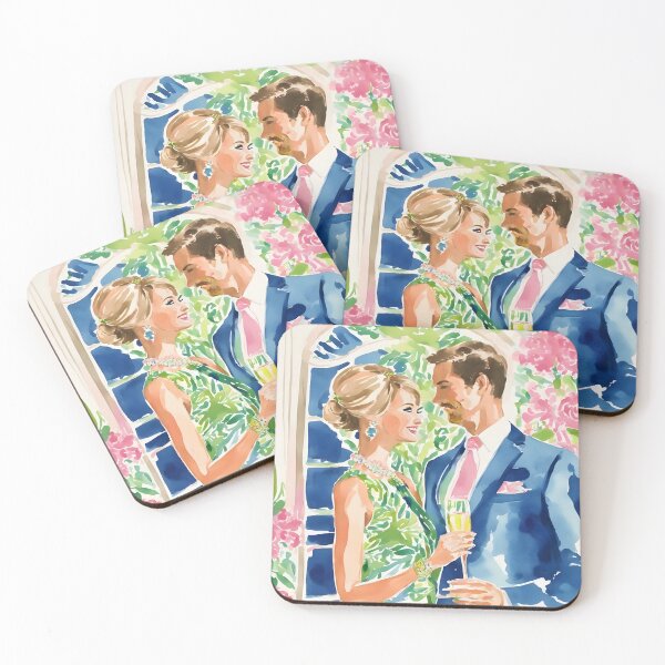 Item preview, Grandmillennial art, glam couple drinking champaign designed and sold by SophieClimaArt.