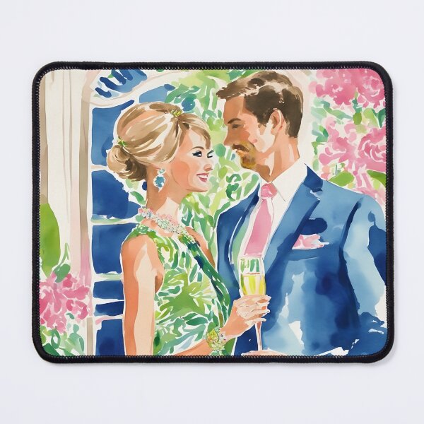 Item preview, Grandmillennial art, glam couple drinking champaign designed and sold by SophieClimaArt.