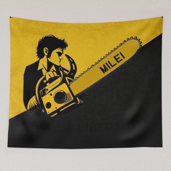 Item preview, Javier Milei with chainsaw, (with background) designed and sold by SilverFrog.