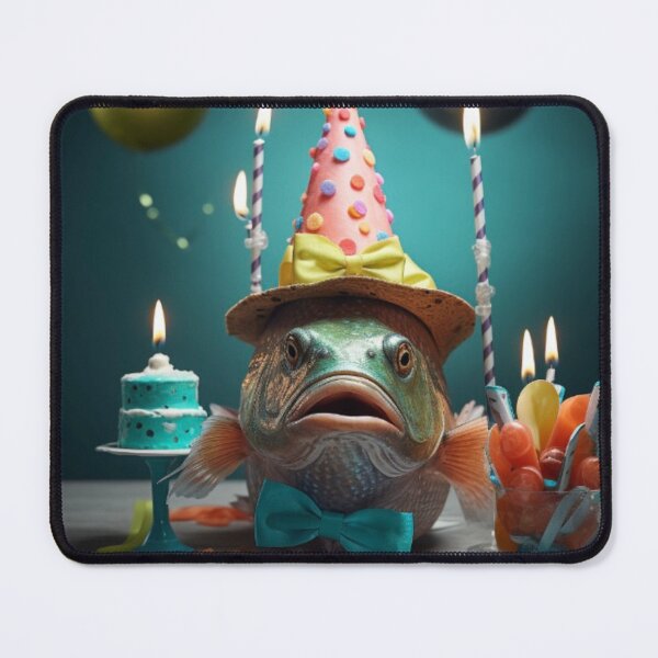 Item preview, Fish Birthday with Flaming Party Hat designed and sold by Shelly Little.