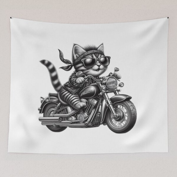 Item preview, Rocker kitten on motorcycle designed and sold by SommeryLaser.