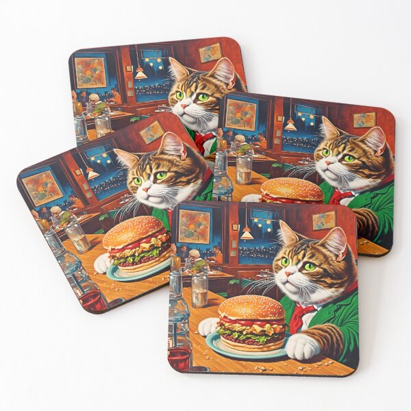Item preview, Cat with a Giant Cheeseburger designed and sold by Angelandspot.