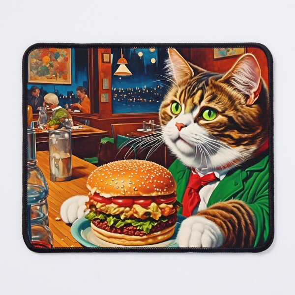Item preview, Cat with a Giant Cheeseburger designed and sold by Angelandspot.