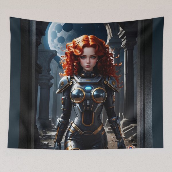 Item preview, Ensign Diletta Bowsman Walking Among The Ruins Of Syntorious Prime Beautiful AI Concept Art Portrait by Xzendor7 designed and sold by Xzendor7 Digital Art Creations.