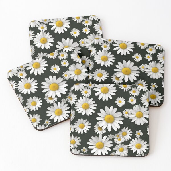 Item preview, Daisies on Black Background, funny, gifts, white, black,  designed and sold by Ewelina  Niemiec.