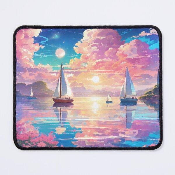 Item preview, Boats sailing under aesthetic pastel cosmic sky during dawn designed and sold by SunsetStar.