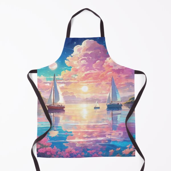 Item preview, Boats sailing under aesthetic pastel cosmic sky during dawn designed and sold by SunsetStar.