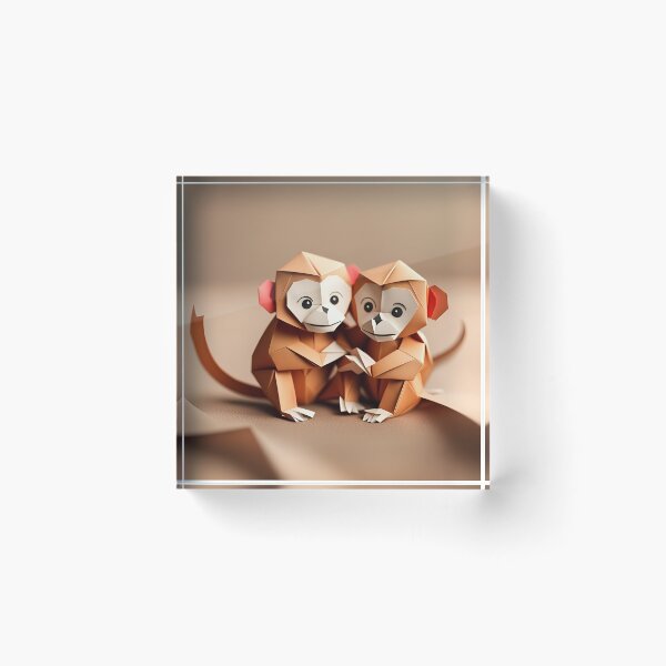 Item preview, Origami Art - Cuddly Companions: Two Adorable Monkeys Embracing designed and sold by ArtfulFolds.