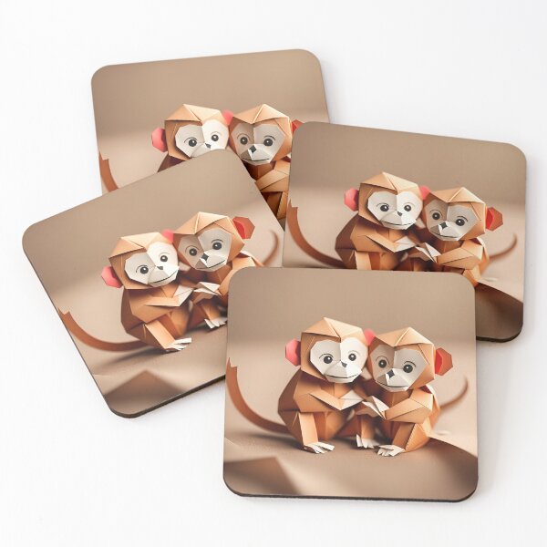Item preview, Origami Art - Cuddly Companions: Two Adorable Monkeys Embracing designed and sold by ArtfulFolds.
