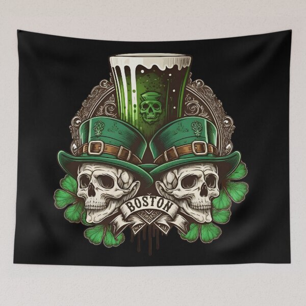 Item preview, St. Patrick's Day Boston Irish Skulls, Shamrocks, and Green Beer designed and sold by WigOutlet.