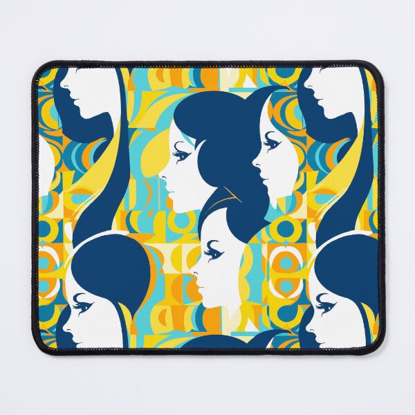 Item preview, Blues and yellows Contemporary Retro Disco women fabric designs designed and sold by Andimoot.