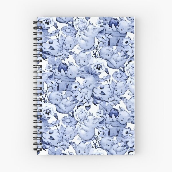 Item preview, Happy piglets time, blue and white porcelain design designed and sold by SophieClimaArt.