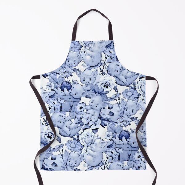 Item preview, Happy piglets time, blue and white porcelain design designed and sold by SophieClimaArt.