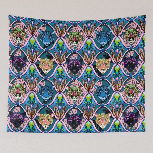 Item preview, Neon jaguar jungle ogee  designed and sold by beesocks.