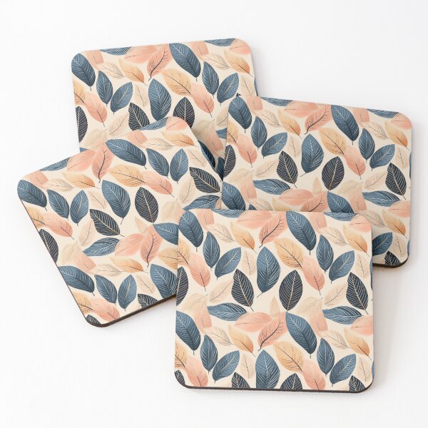 Item preview, Peach Fuzz Blue Leaves Pattern designed and sold by sheprint.