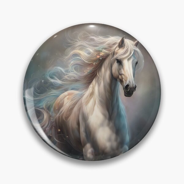 Item preview, White Horse in Flowers with Flowing Mane and Tail designed and sold by Stephanie Laird.