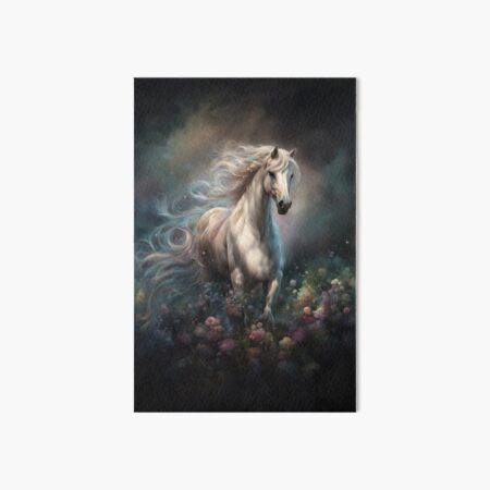 Item preview, White Horse in Flowers with Flowing Mane and Tail designed and sold by Stephanie Laird.