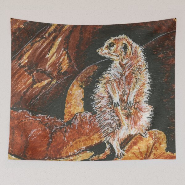 Item preview, Meerkat on Guard at the Lake District Wildlife Park, Bassenthwaite, Cumbria designed and sold by LymphomaLass.