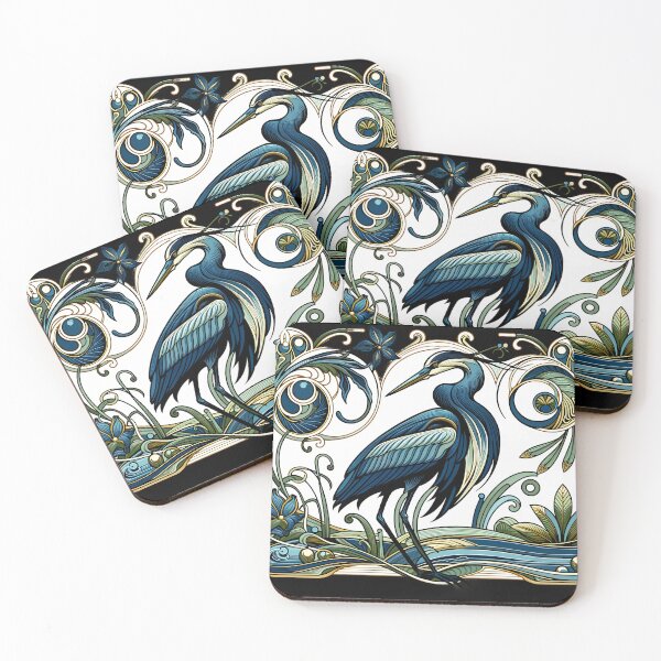 Item preview, Art Nouveau Blue Heron - A Symbol of Bird Art for Bird Lovers designed and sold by SandbarTees.