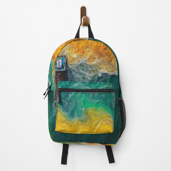 Item preview, Golden Waves Conquering the Emerald Sea - Bird's Eye View designed and sold by EtherealEchoes.