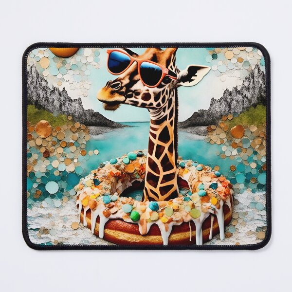 Item preview, A giraffe in a donut floating and relaxing on the river designed and sold by Angelandspot.