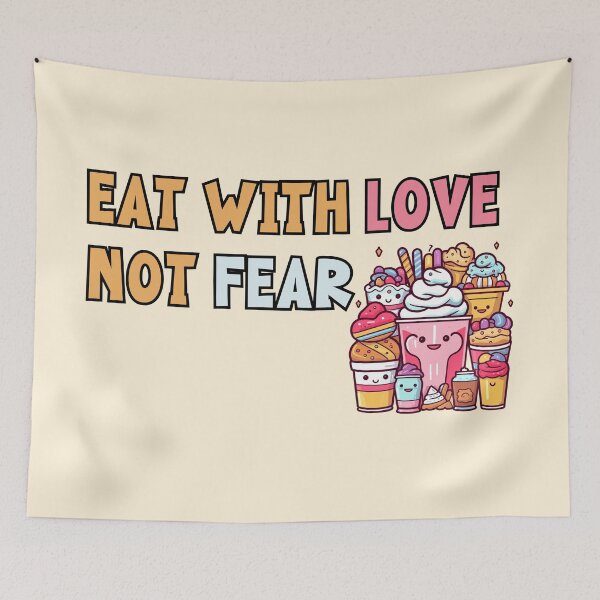 Item preview, Eat with love, not fear. Eating disorders quote designed and sold by Abstractionaly.