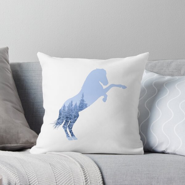 Item preview, Horse rearing in front of a winter wonderland, for every horse girl snow and pine trees designed and sold by PICbyFemke.