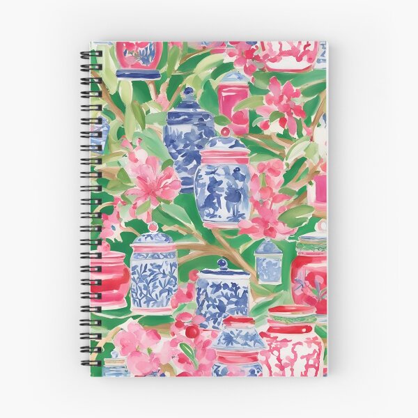 Item preview, Preppy chinoiserie jars and Azalea flowers designed and sold by SophieClimaArt.