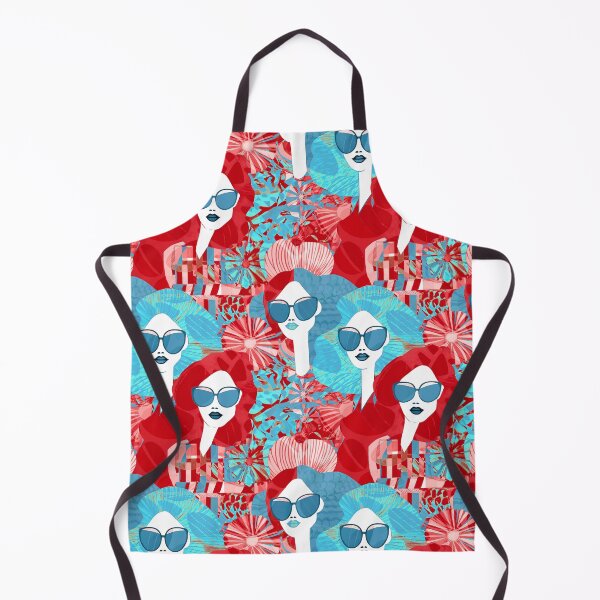 Item preview, Blue and Fuchsia Contemporary Retro abstract women fabric designs designed and sold by Andimoot.