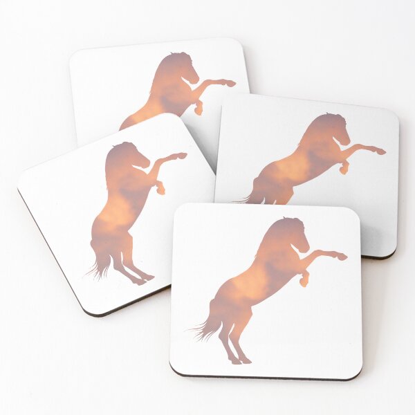 Item preview, Horse rearing in front of a sunset orange clouds, for every horse girl lover! designed and sold by PICbyFemke.