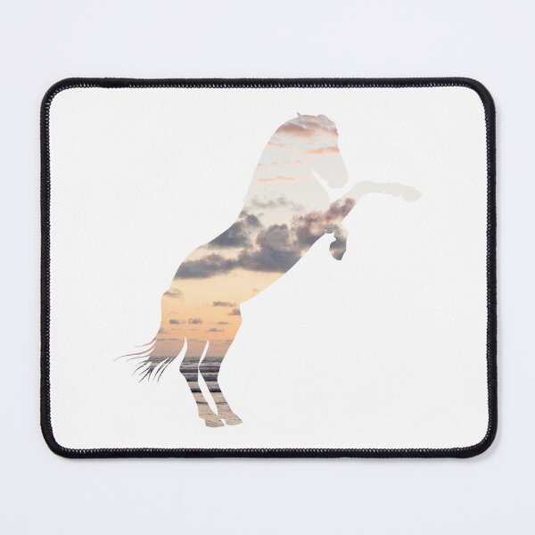 Item preview, Horse rearing in front of a sunset orange pastel soft clouds, for every horse girl lover! designed and sold by PICbyFemke.