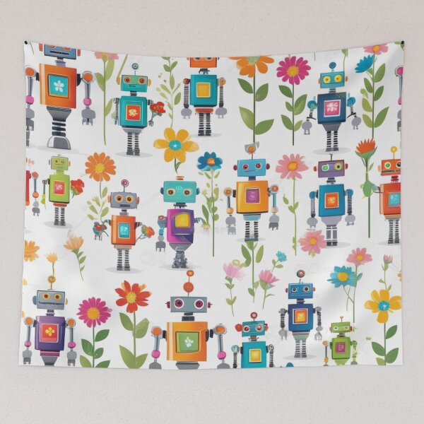 Item preview, Robots and Flowers designed and sold by DesignAFind.