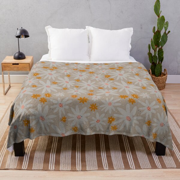 Flowers in pink and orange.  Throw Blanket