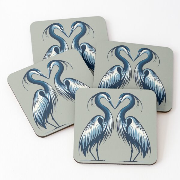 Item preview, Two Blue Herons forming a Heart - Beautiful Art Piece for Bird Lovers designed and sold by SandbarTees.