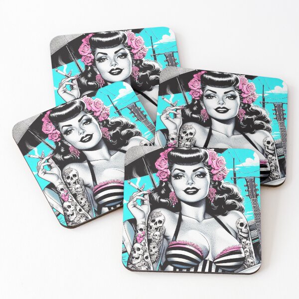 Item preview, Retro Beauty Tattooed Girl designed and sold by PulpVintage.