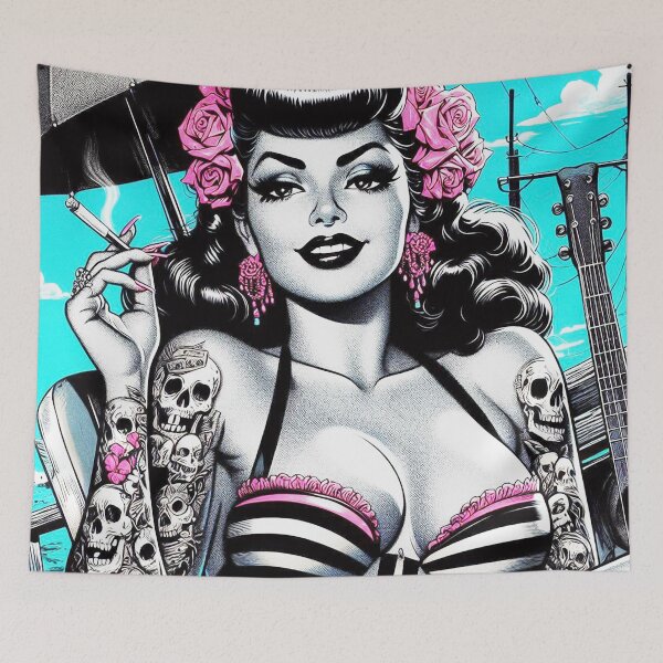 Item preview, Retro Beauty Tattooed Girl designed and sold by PulpVintage.