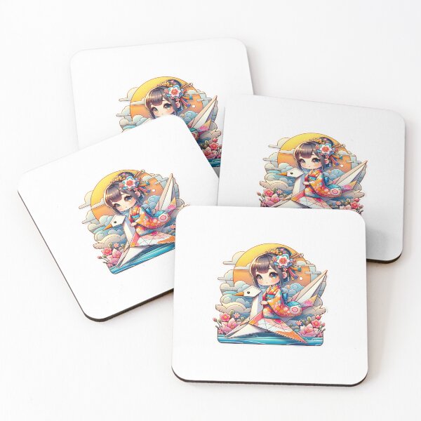 Item preview,  Origami Crane And Japanese Girl Ridding Die-Cut Sticker designed and sold by mymagicstoreus.