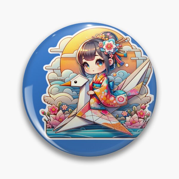 Item preview,  Origami Crane And Japanese Girl Ridding Die-Cut Sticker designed and sold by mymagicstoreus.