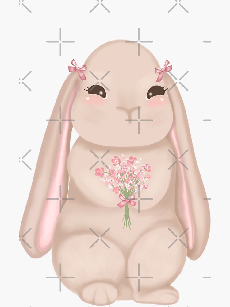 cute coquette aesthetic bunny plushie Sticker for Sale by