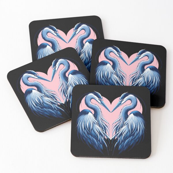 Item preview, Two Blue Herons forming a Pink Heart for Valentines Day - Art designed and sold by SandbarTees.