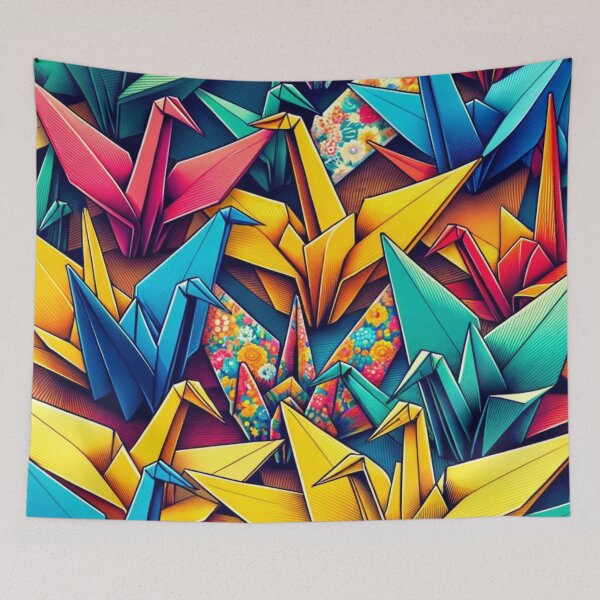 Item preview, Colorful 3D Origami Crane Art Print designed and sold by mymagicstoreus.